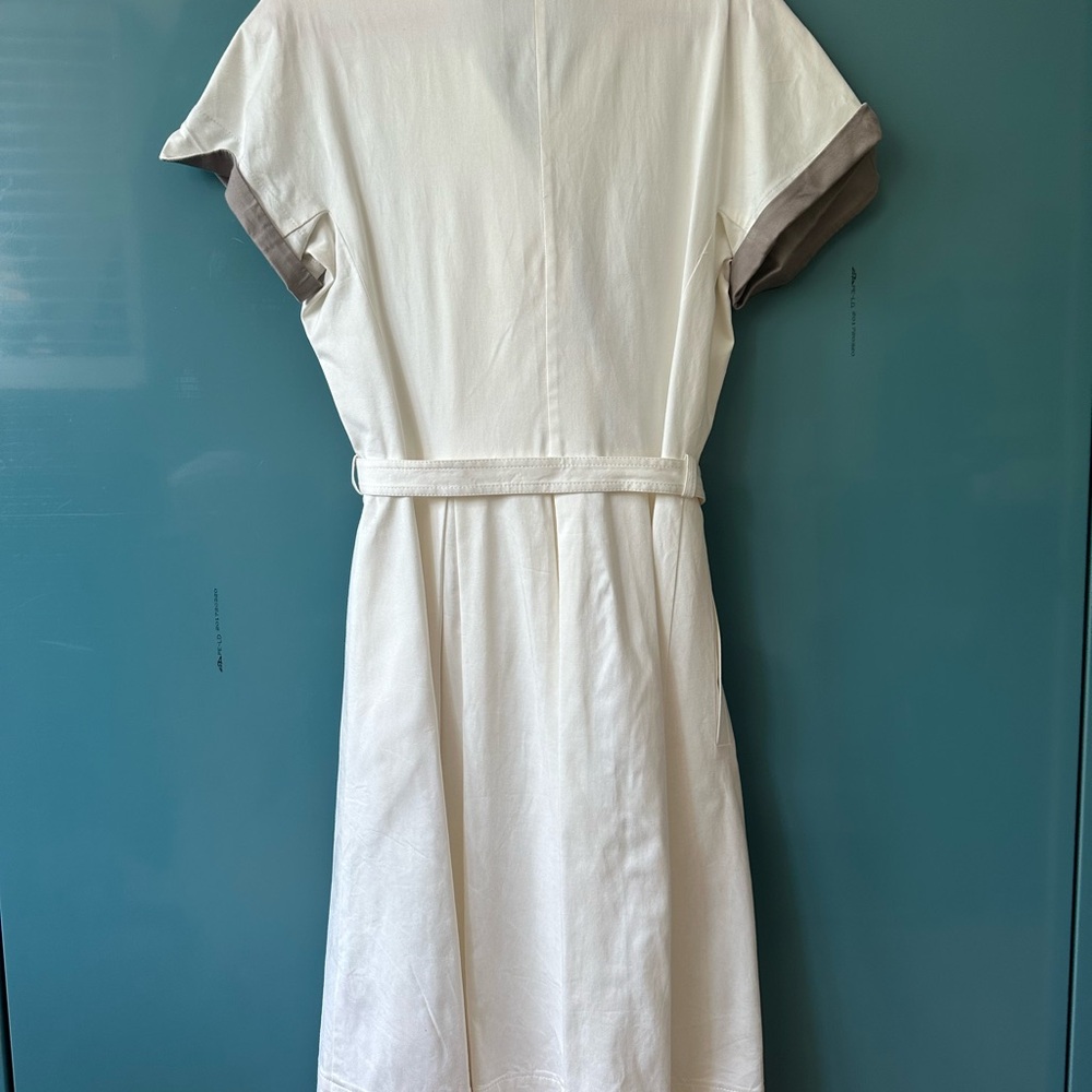 Heavy Cotton Cream Button-Down A-Line Dress - Picture 2 of 4